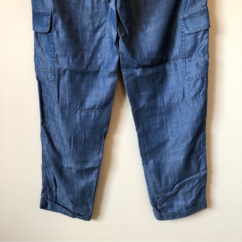 Lord & Taylor Tencel Cargo Pants Womens Small Blue Drawstring Utility Crop Ankle - Picture 9 of 11